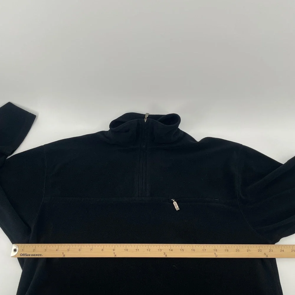 Zegna Sport Fleece Pullover Mens L Black Quarter Zip Mock Neck Luxury Sportswear